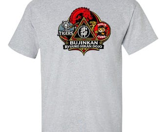 Bujinkan Ryuuko Hikan Dojo Training Shirt – Dragon, Tiger & Bujin Crest - Tall sizes