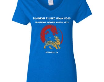 Women's Dragon & Tiger V-Neck Shirt: Bujinkan Ryuuko Hikan Dojo