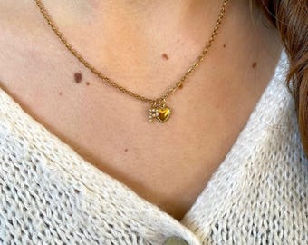 Pendant Necklace - Personalized Rhinestone Initial Necklace - Personalized Letter Necklace Stainless Steel Name Necklace -