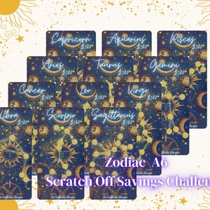 Sternzeichen A6 Laminierte Scratch Off Spar-Challenge| Astrologie Sinkende Funds