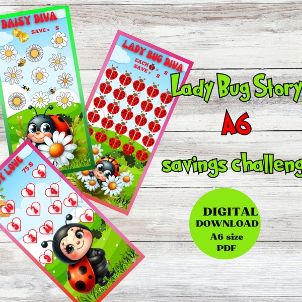 Lady Bug Story Savings Challenge| A6 Printable and Digital Download
