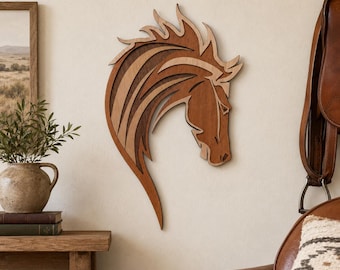 MUSTANG HORSE HEAD Wood Wall Art