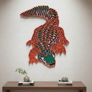3D Alligator Wood Wall Art – Layered Florida Gator Decor