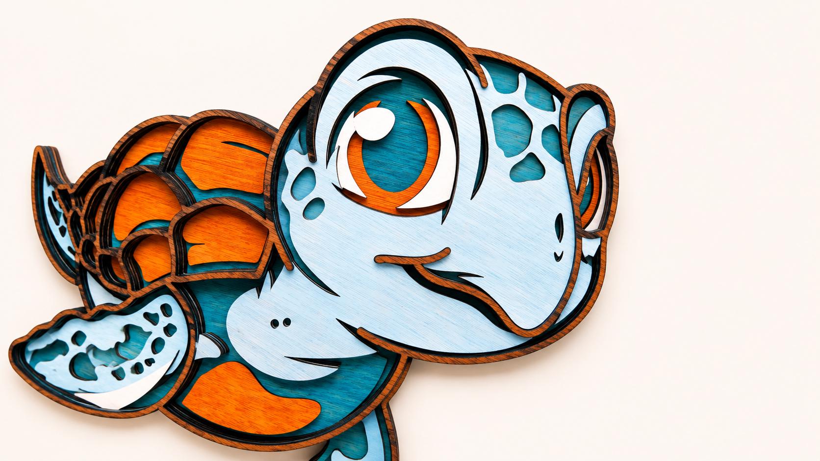 Baby Sea Turtle Layered Wood Wall Art | Nursery Decor | Beach House - Etsy