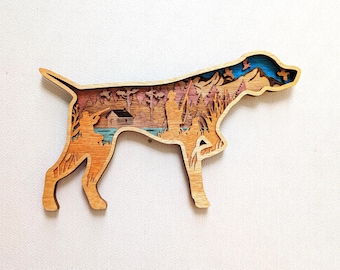 3d Stained Wood Hunting Dog Wall Art: Hunter, Ducks, Laser Cut