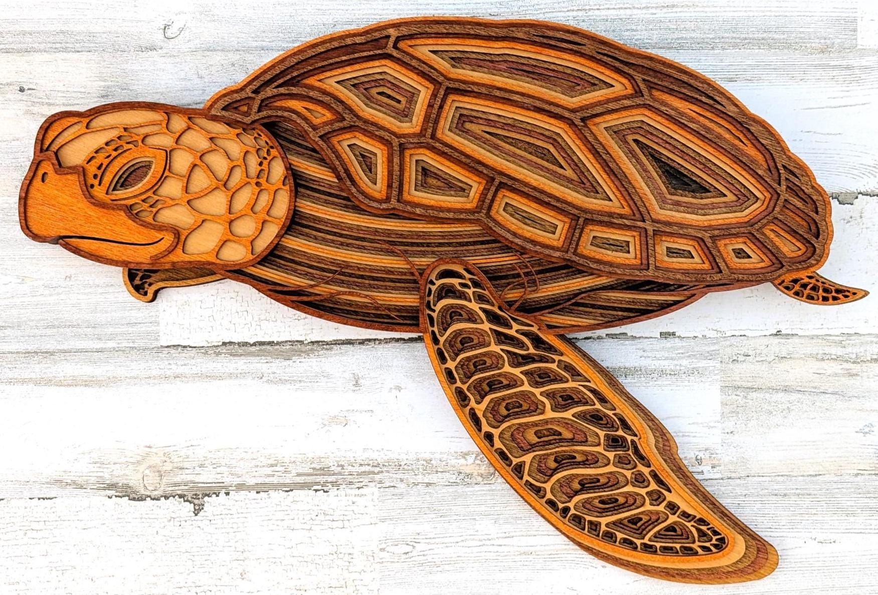3D Sea Turtle Wood Wall Art – Layered Ocean Life Decor - Etsy