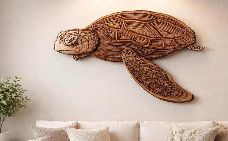 3D Sea Turtle Wood Wall Art – Layered Ocean Life Decor - Etsy