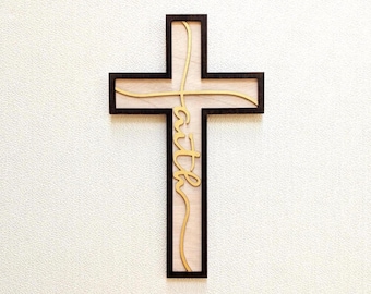 3D Cross of Faith Wood Wall Art: Home Decor