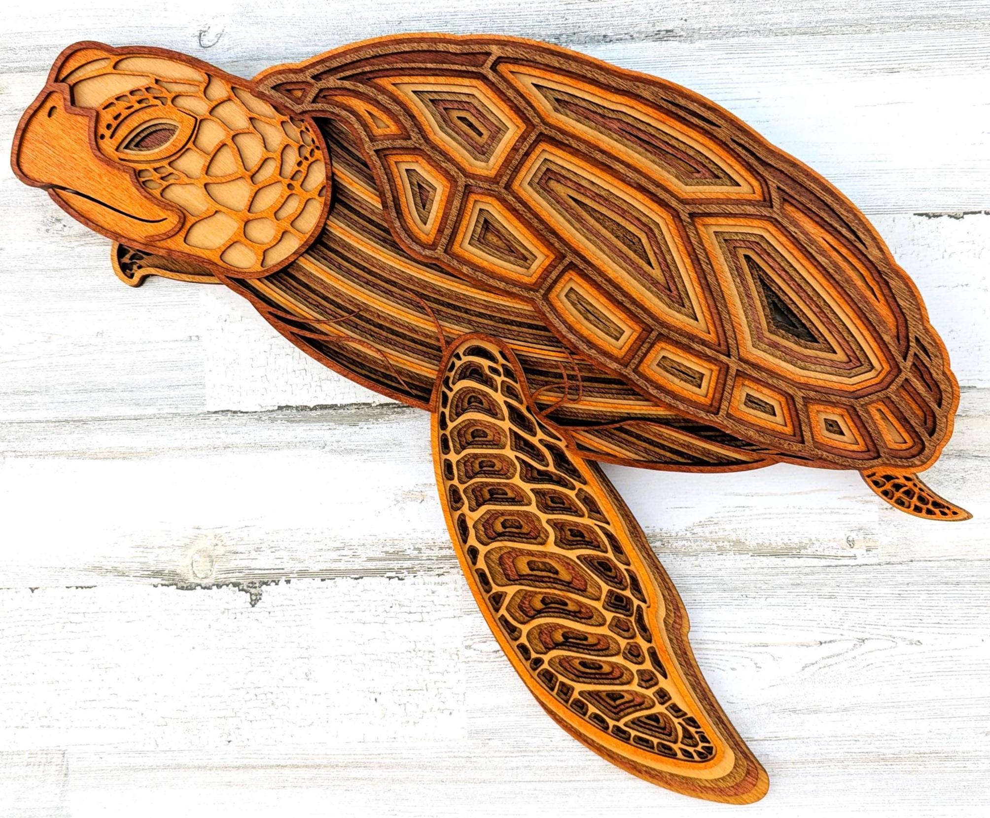 3D Sea Turtle Wood Wall Art – Layered Ocean Life Decor - Etsy