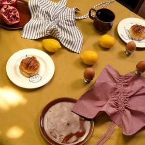 Mustard Cotton Tablecloth with Pleating Channels