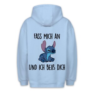 I Bite You Hoodie Unisex Back Print Babyblau