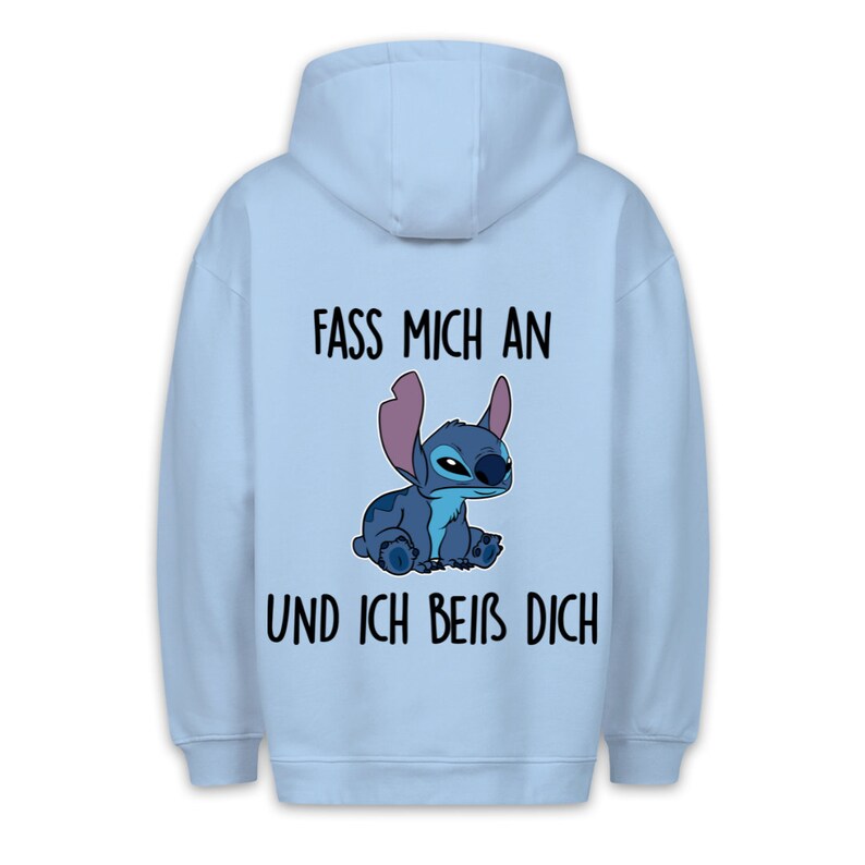 I Bite You Hoodie Unisex Back Print Babyblau