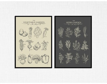 Küchenwandkunst / Gemüse und Kräuter Poster / Digitaler Download