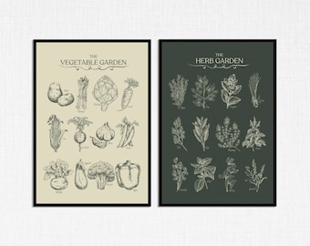 Küchenwandkunst / Gemüse und Kräuter Poster / Digitaler Download