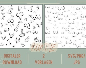 Penis Vorlage / Booby Vorlage / Bundle / Poster zum Ausdrucken/ Digitaler Download/ PNG / SVG / JPG
