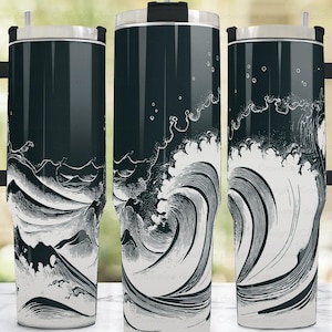 Ocean Sea Tumbler wrap SVG,Outdoors 40 oz stanley tumbler full wrap,laser engrave tumbler wrap SVG,Beach vacation tumbler wrap,Laser cut svg