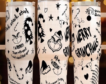 Grinch tumbler wrap,Merry Grinchmas,40 oz stanley tumbler full wrap,laser engrave tumbler wrap SVG,Stanley PNG,40 oz Christmas Tumbler wrap