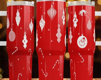 Winter Christmas ornaments Grinch tumbler wrap,Merry Grinchmas,40oz stanley tumbler full wrap,laser engrave tumbler wrap SVG,Stanley cup PNG