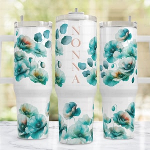 Nonna Tumbler Wrap, Grandma gift, Poppy tumbler wrap,wildflower png, 40 oz stanley tumbler full wrap,floral quencher png,Grandma mothers day