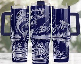 Fathers day fishing Tumbler wrap SVG, 40 oz stanley tumbler full wrap,laser engrave tumbler wrap SVG,Stanley cup PNG, flask for men,dad gift