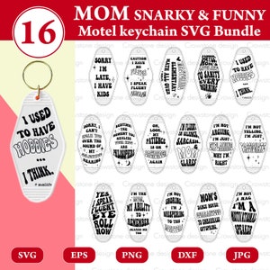 16 Snarky Funny Mothers Day Schlüsselanhänger SVG Bundle, Motel Schlüsselanhänger SVG, Retro Schlüsselanhänger SVG, Mama Geschenkkorb, Geschenkbox für sie, kommerzielle Nutzung SVG