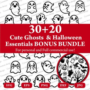 30 süße Halloween Geister Bundle SVG, Laser geschnitten Dateien, niedlicher Geist Png, kleiner Geist SVG, Geist Dekor, Herbst SVG, Halloween Geister Clipart, gruselige svg