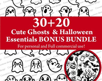 30 Cute Halloween Ghosts Bundle SVG,Laser cut files,Cute ghost png,Little Ghost SVG,Ghost decor,fall SVG,Halloween Ghosts Clipart,spooky svg