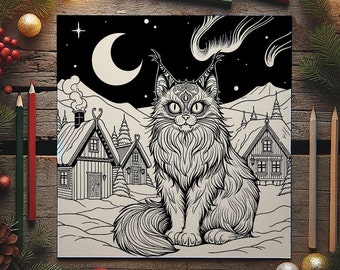 Yule Cat Colouring Page, yule cat download, Christmas coloring pages for kids, Christmas coloring sheets,Icelandic Yule Cat, Jólakötturinn
