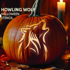 Howling Wolf Pumpkin Carving Stencil,Printable Halloween Pumpkin Carving Template,Wolf Jack-o-Lantern Stencil,wolf silhouette,animal stencil