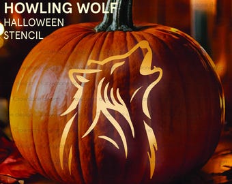 Howling Wolf Pumpkin Carving Stencil,Printable Halloween Pumpkin Carving Template,Wolf Jack-o-Lantern Stencil,wolf silhouette,animal stencil