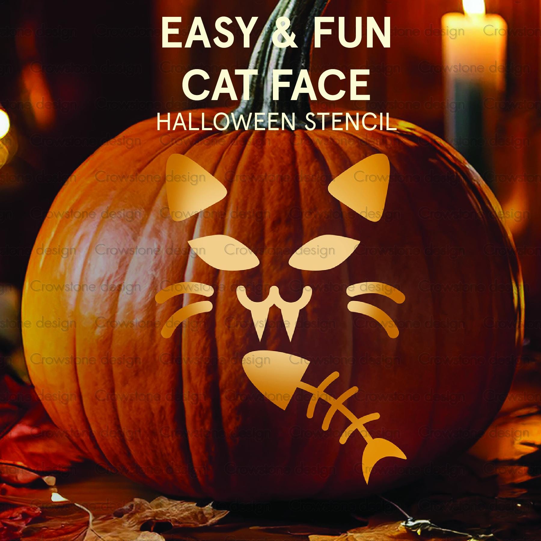 Halloween Cat Face Fishbone Skeleton Pumpkin Carving…