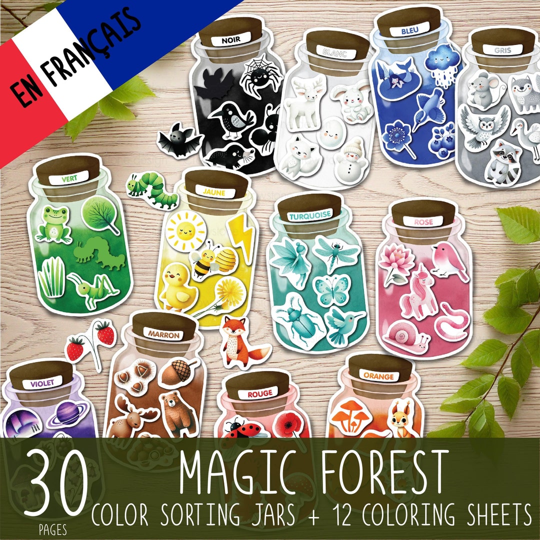 FRENCH Color Sorting Jars Game Toddler Activity Worksheets, Montessori ...