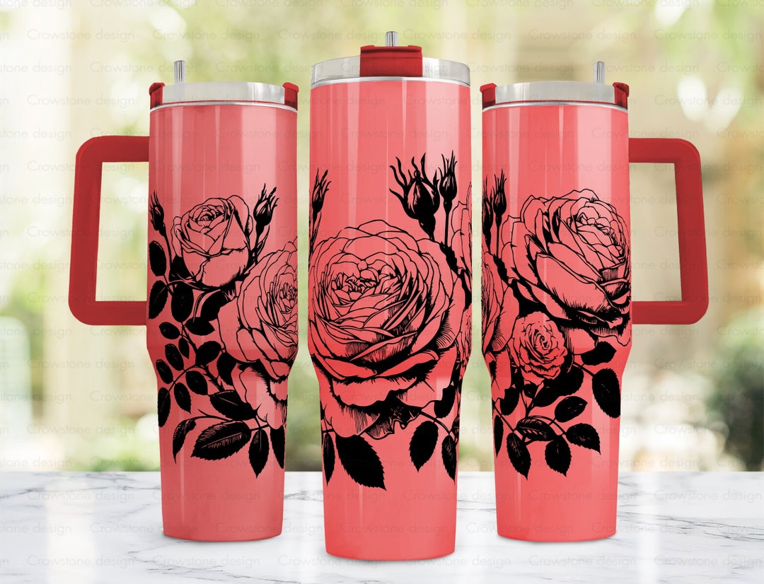 Rose Tumbler Wrap, 40 Oz Stanley Tumbler Full Wrap,june Birth Flower ...