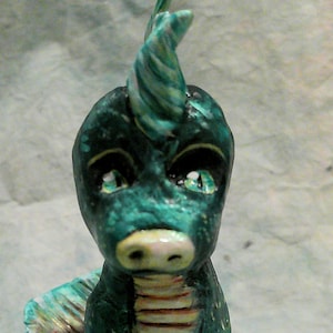 OOAK Green Forest Dragon Sculpture - Hand-Sculpted & Painted Clay Figurine - Unique Fantasy Statue, Cute Handmade Figure in Gift Box