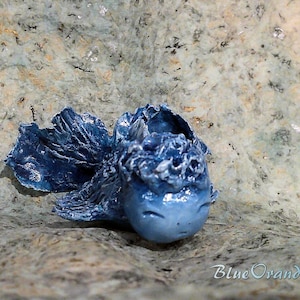 Blue Oranda Goldfish Sculpture - OOAK Hand-Sculpted & Painted Figurine - Unique Fantasy Water Statue, Handmade Gift in Box, One of a Kind