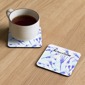Penicillium Mold drawing Cork-back coaster