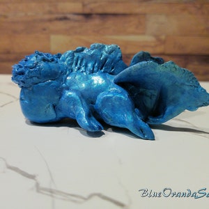 Hand sculpted painted ooak  blue oranda fish sculpture figurine unique aqua water theme figure statue, fantasy cute handmade one of a kind