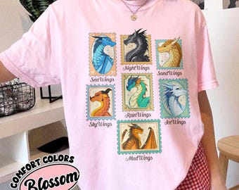 Maglietta Ali di Fuoco, Regalo per amanti dei draghi, Maglietta Nightwings Seawings Icewings, Maglietta Regina di Pirride, Maglietta con drago Comfort Colors Aesthetic