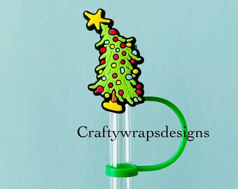 Christmas Tree Mean One Straw Topper: Silicone Straw Cover