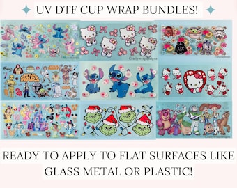 UV DTF Cup Wrap Bundle, Permanent Stickers, uvdtf stickers for cups and tumblers