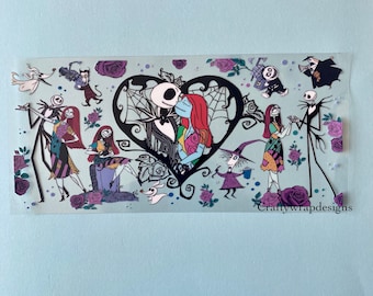 Jack and Sally UV DTF Halloween Cup Wrap, uvdtf stickers for cups and tumblers