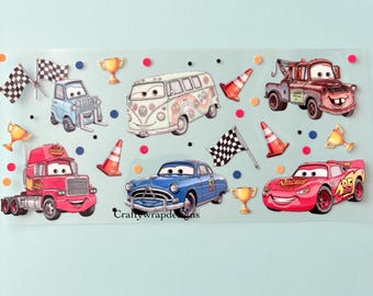 Cars UV DTF Cup Wrap, uvdtf stickers for cups and tumblers, permanent stickers