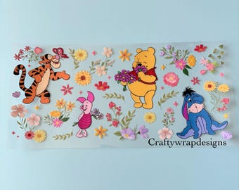 Winnie the Pooh Cup Wrap, uvdtf stickers for cups and tumblers, permanent stickers