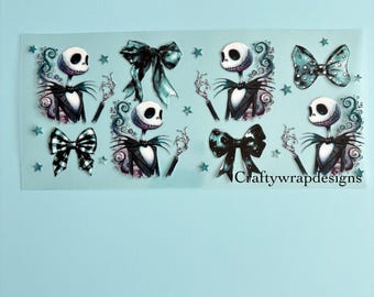Jack and Sally UV DTF Cup Wrap, Halloween Stickers, uvdtf stickers for cups tumblers