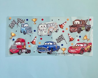 Cars UV DTF Cup Wrap, uvdtf stickers for cups and tumblers, permanent stickers