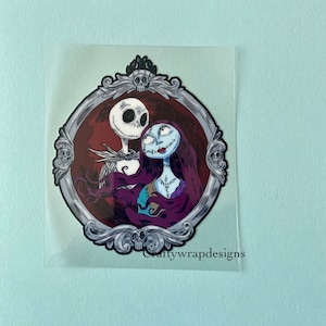 uvdtf halloween decal, jack and sally uvdtf cup wrap, ready to ship uvdtf decal, physical uvdtf, ready to apply cup decal, cup stickers