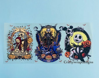 Jack and Sally UV DTF Cup Wrap, stickers for cups and tumblers, ships fast