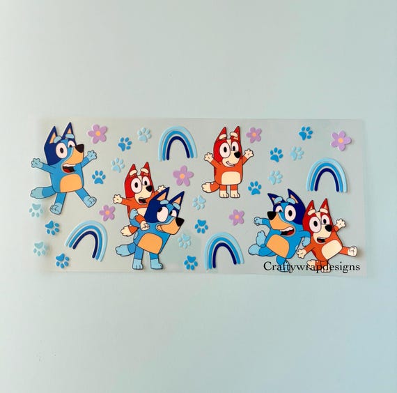 Bluey UV DTF Cup Wrap, uvdtf stickers for cups and tumblers