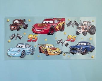 Cars UV DTF Cup Wrap, uvdtf stickers for cups and tumblers, permanent stickers