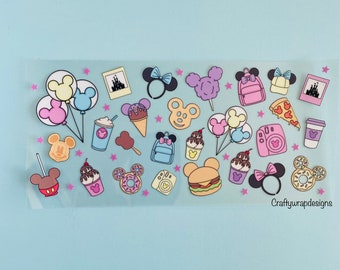 UV DTF Cup Wrap: Mouse & Friends, Happiest Place Design, uvdtf stickers for cups